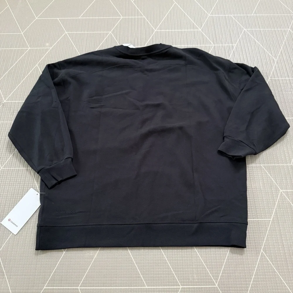 NEW Lululemon Perfectly Oversized Crew Size‎ 14 Black Graphic SPELLOUT LW3HJHS